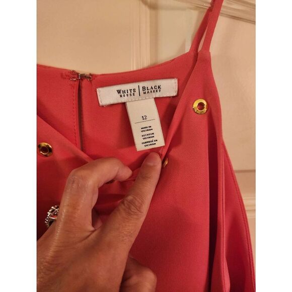 White House Black Market pink halter grommet  mini swing dress size 12 - Picture 3 of 7